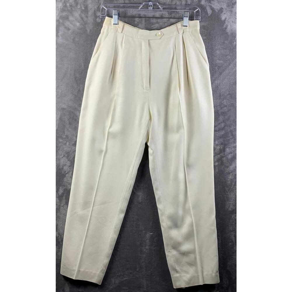 VTG Womens "Blue Ice" Cream High-Waisted Silk/Wool Dress Pants Sz. 10 (734)